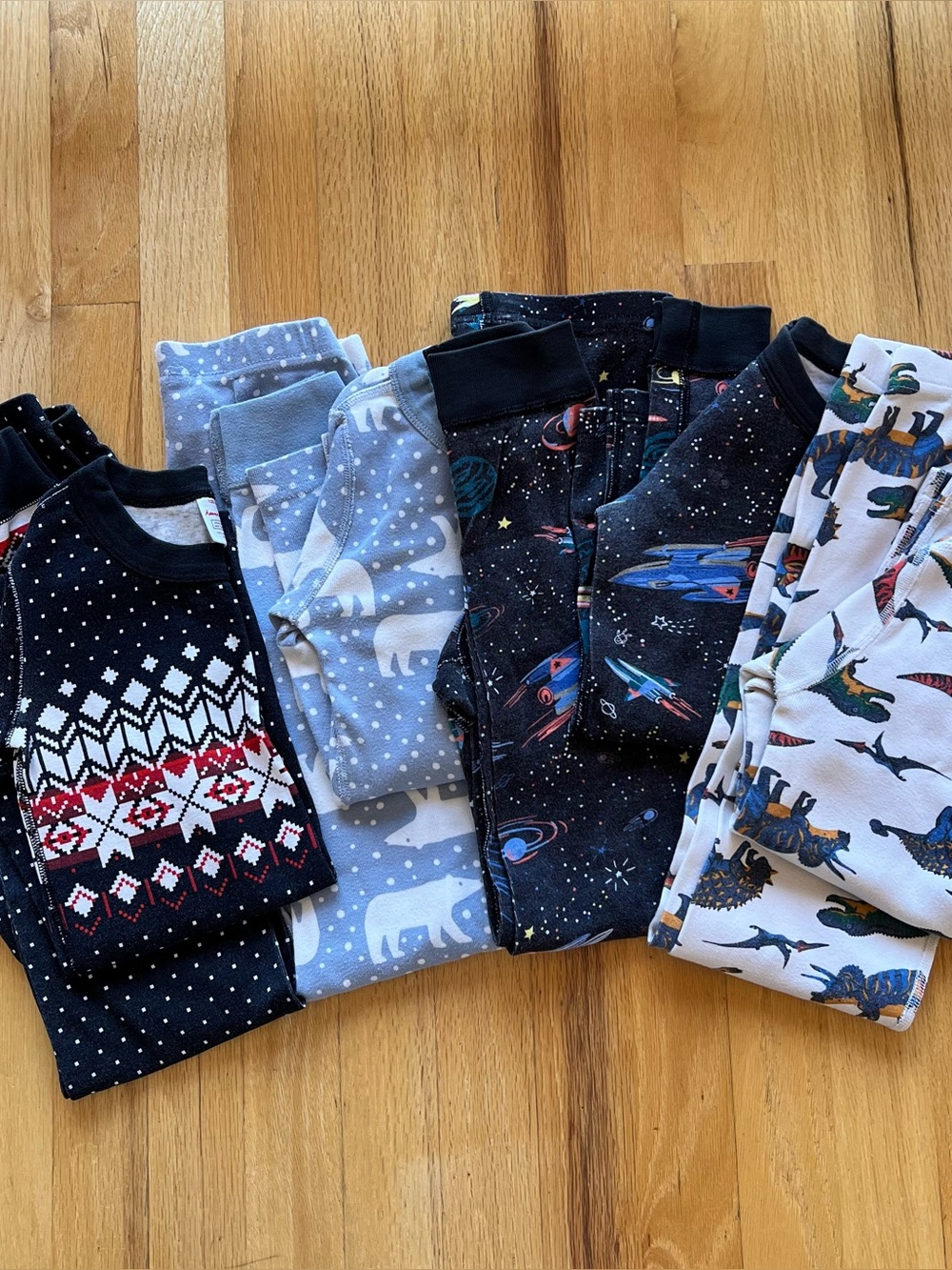 Bundle of Hanna Andersson PJs, Size 8- Holiday, Polar Bear, Space & Dino Prints